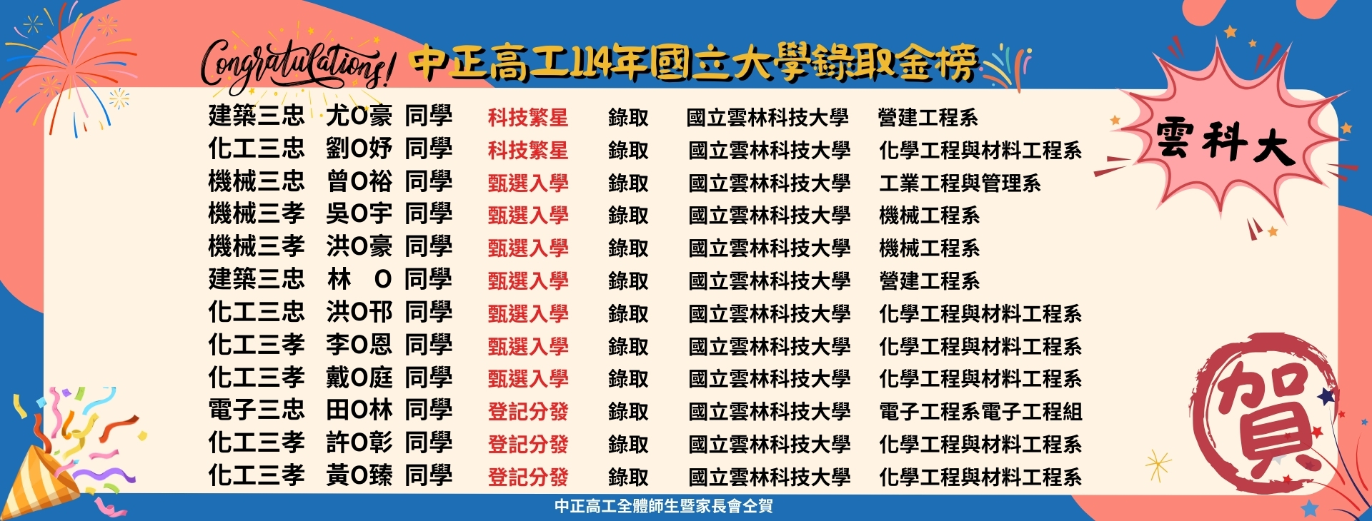 Link to 本校114年國立大學率取金榜-國立雲林科技大學